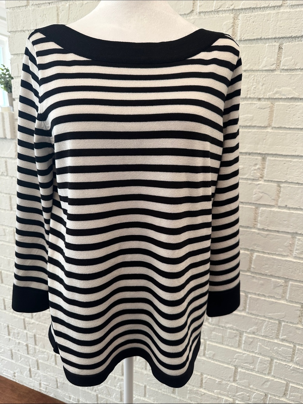 Black & White Striped Boatneck Sweater